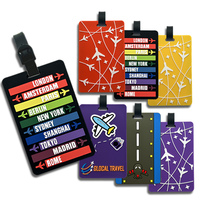 1/6PCS Mixed Creative PVC Soft Rubber Luggage Tag Boarding Pass Identification Hang Tag Pull Rod Luggage Travel Tag Multi functi