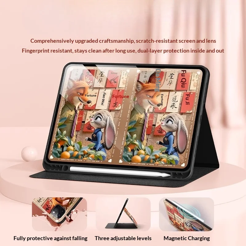 Zootopia لجهاز iPad حافظة ipad Air 4 5 10.9in M2 M3 Pro 4 5 6 12.9in M4 غطاء لوحي Ipad 7 8 9 10 10.2in A16 11in حافظة واقية