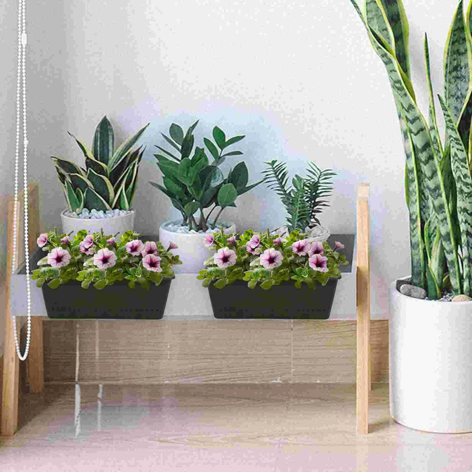 

2 PCS Vertical Wall Planter Outdoor Plants House Window Flower Stand Background Pot Mounted Pots Indoor