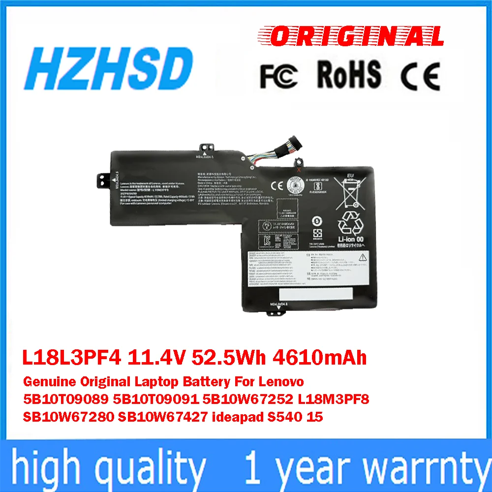 

L18L3PF4 11,4 В 52,5 Втч 4610 мАч Оригинальный аккумулятор для ноутбука Lenovo 5B10T09089 5B10T09091 5B10W67252 L18M3PF8 SB10W67280