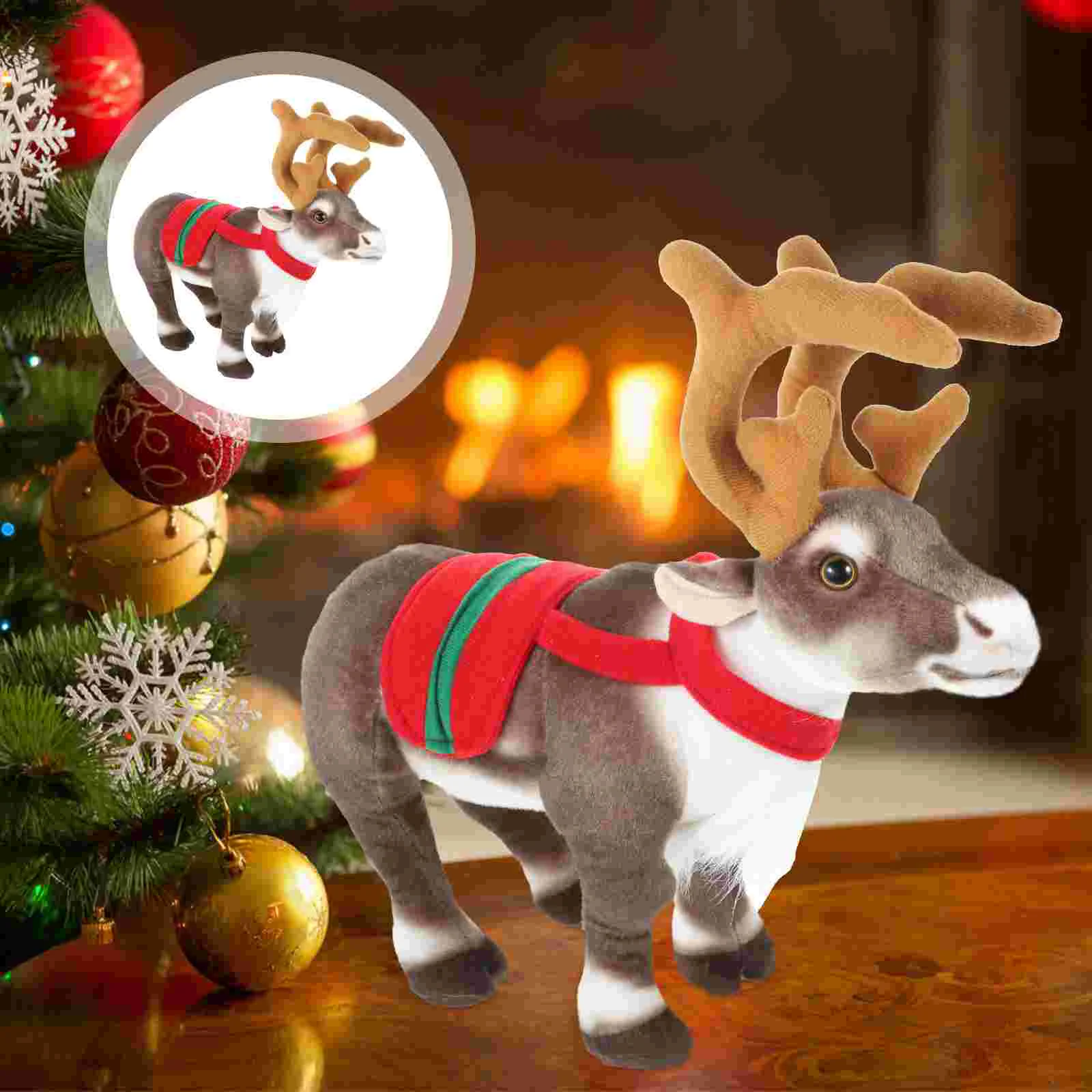 

Simulated Elk Christmas Small Reindeer Ornaments Toy Animals Plush Decorations Indoor Stuffed Pig