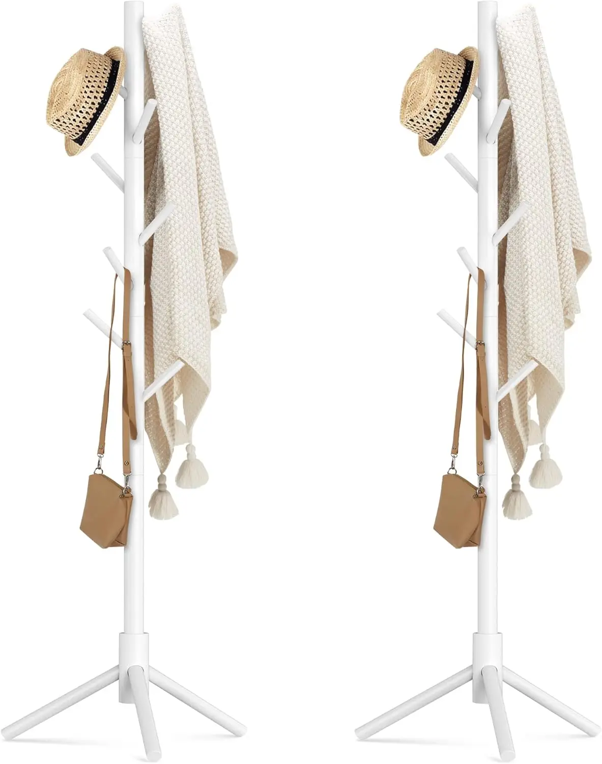 

Регулируемая деревянная вешалка для одежды с 8 крючками, напольный органайзер для прихожей для пальто, шляп и сумок