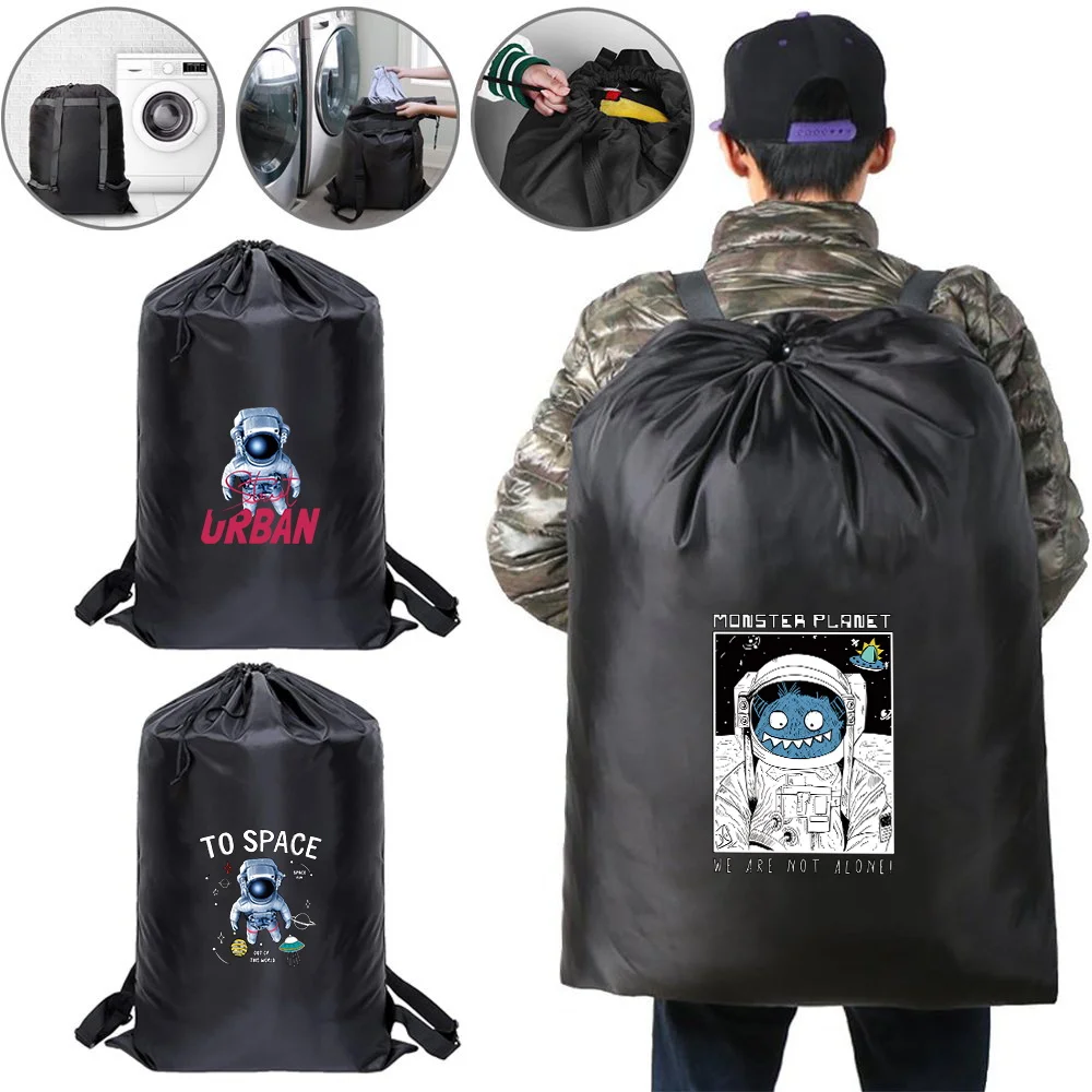 

Double Shoulder Strap Waterproof Laundry Basket Backpack Portable Adjustable Shoulder Strap Pocket Travel Essential Laundry Bag