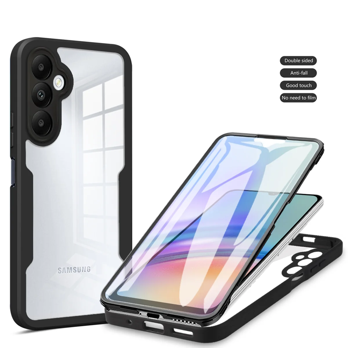 For Samsung S26 Case Galaxy S25 + S26 Plus S25 FE S25 edge Cover Full Body Case Protective Double Sided Cover Funda Coque Capa