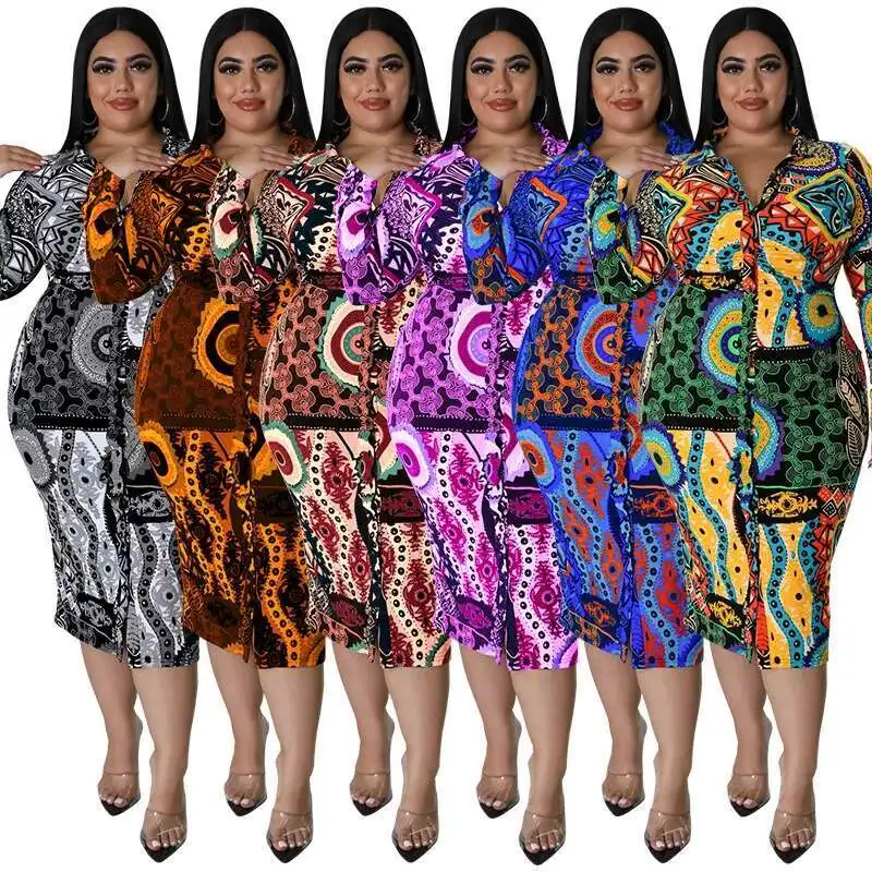 My1005 grande taille femmes robe à manches longues avec imprimé multicolore décontracté Sexy chemise robe fête été Elegantes décontracté Y2k