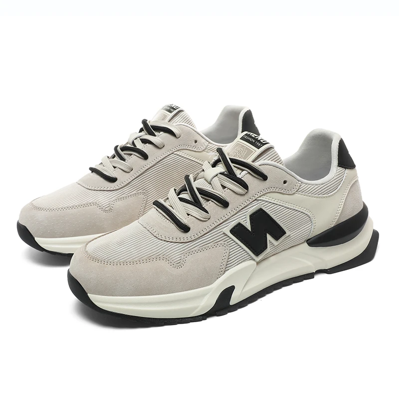 Shoes men's tide shoes advanced sense men's shoes spring and summer canvas breathable retro platform increased light running.