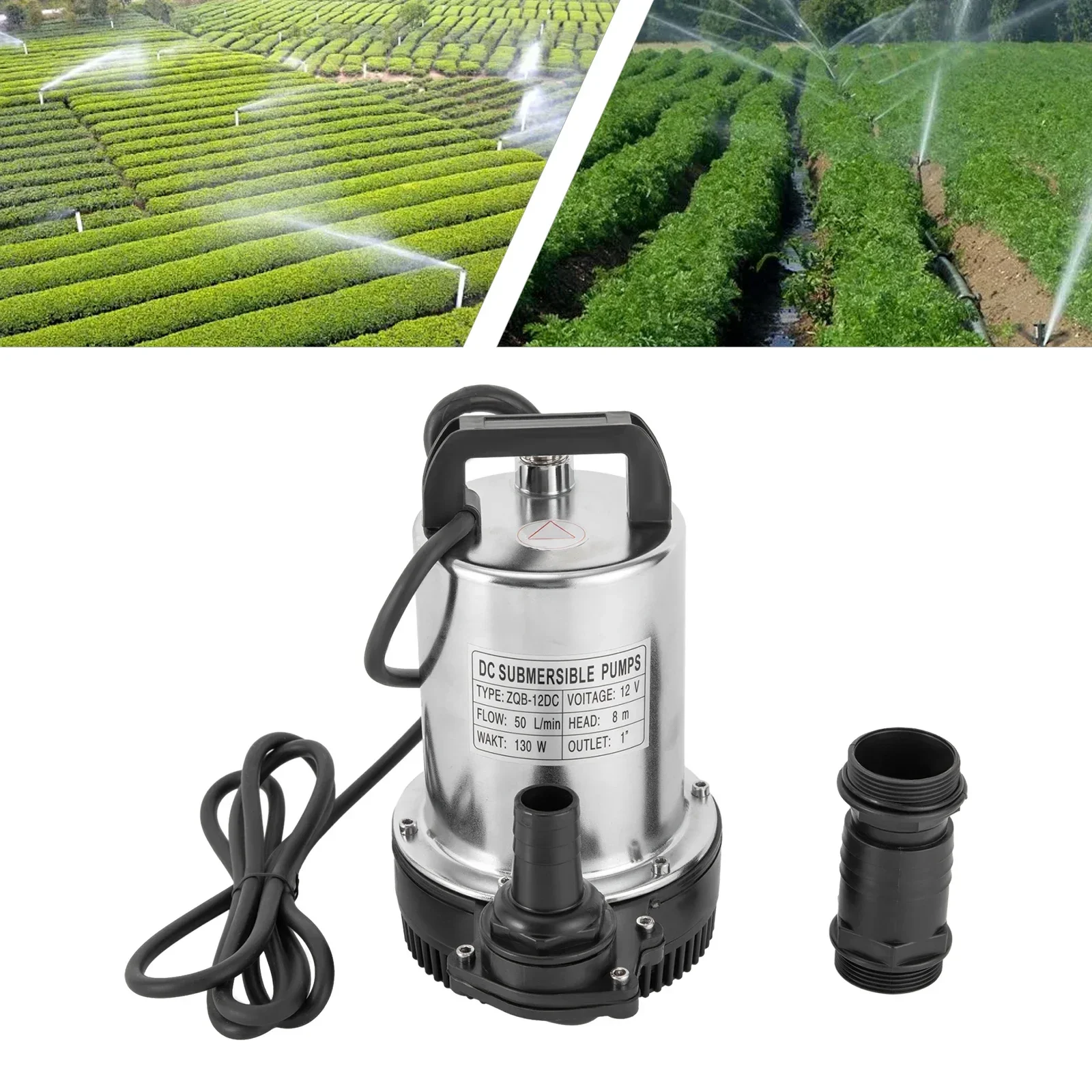Pompa sommergibile 12V DC 6000L/H Pompa acqua sporca Pompa feci Pompa per pozzi profondi a vite in acciaio inossidabile 160W per irrigazione 3000 giri/min