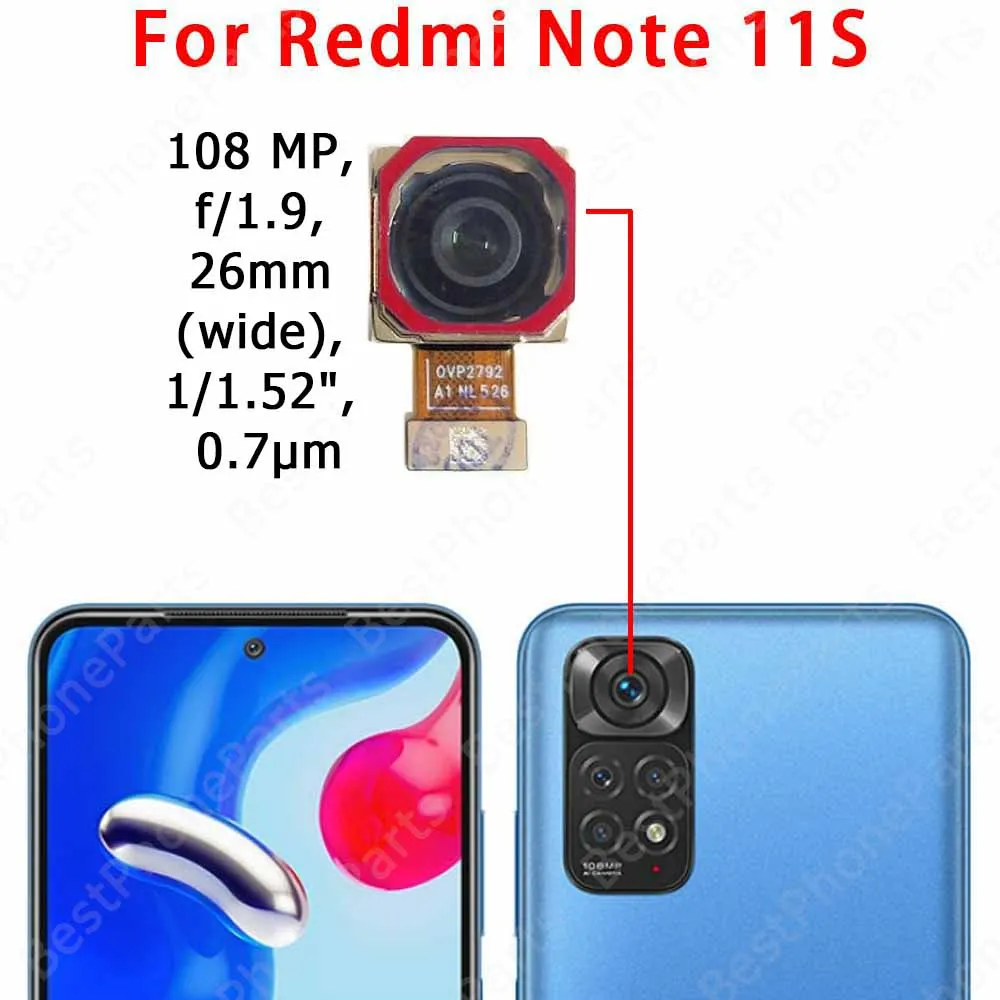 Rear Back Camera For Xiaomi Redmi Noe 11 11S 5G Backside Camera Module Flex Cable Replacement Mobile Phone Parts