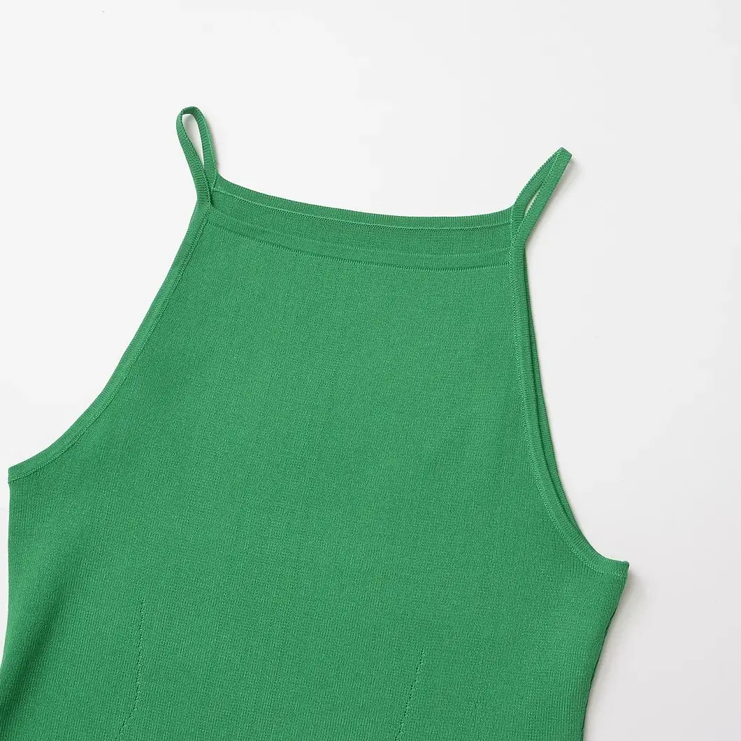 TRAF 2024 nuevo verano mujeres Sexy vestido de cuello cuadrado sin mangas de punto sólido Mini ceñido al cuerpo vestido versátil ajustado desgastado elástico ﻿