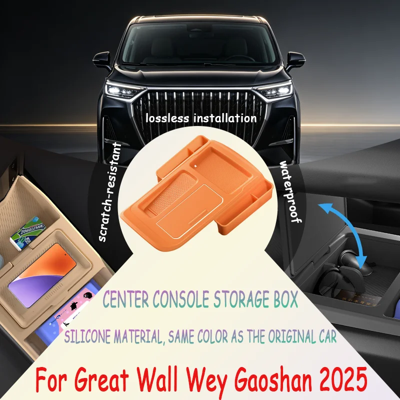For Great Wall Wey Gaoshan 2025 Center Console Full Silicone Storage Pad, Drop-in Organizer Mat, Interior Accessory