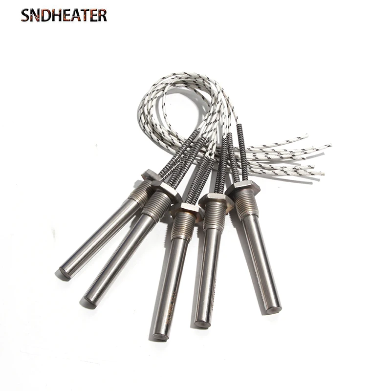 SNDHEATER 1pc M16/16mm Thread Cartridge Heater 12*100mm 12V 24V 36V 50/100/150/200/300W Immersion Thread Mount Single Head Tube