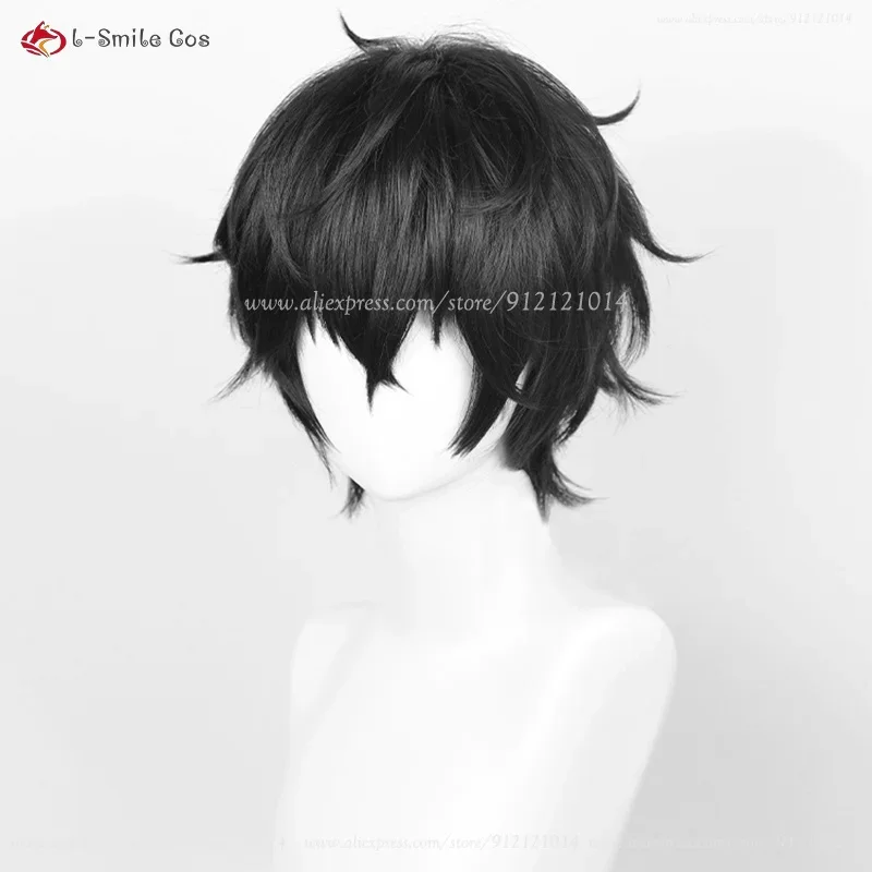 Spel Ren Amamiya Ren Cosplay Pruiken 30Cm Zwart P5 Kurusu Akira Cosplay Pruik Hittebestendig Haar Feest Pruiken Pruiken Pruik Pap