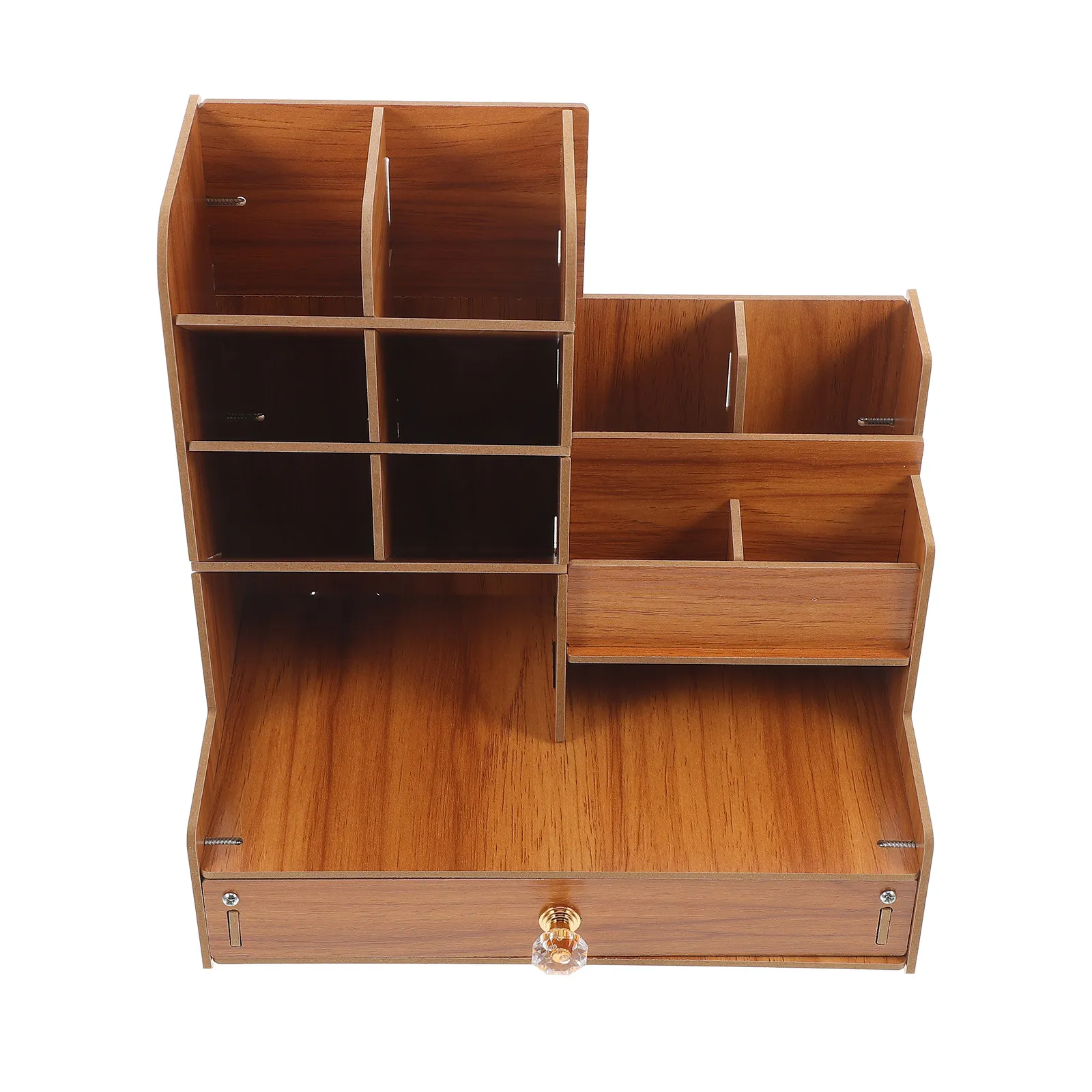 

Stationery Organizer Box Wooden Desktop Storage with Multiple Compartments for Pens Markers Notepads Home Office School Desk