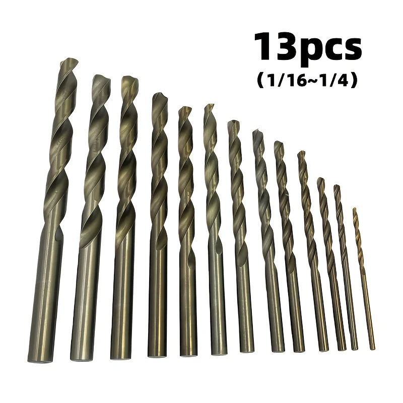 13-Piece High-Speed Steel Drill Bits (Bagged), Suitable for Durable and Precise Drilling of Plastics and Woods