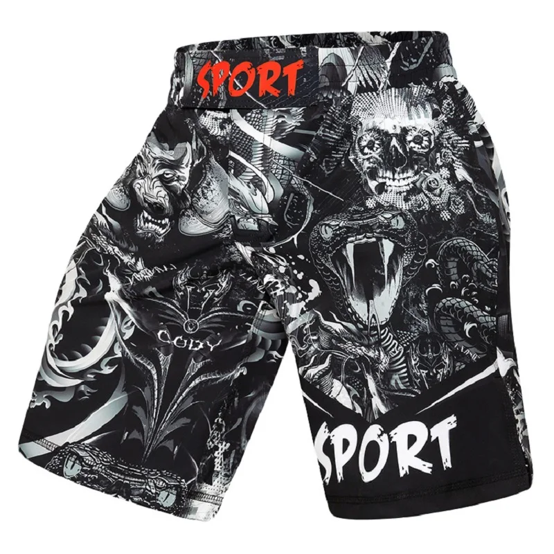 Cody Lundin Fashion Men High Quality MMA Shorts OEM Design Jiu Jitsu Combat Training Wear Animal Print Men Gym Fitness Shorts