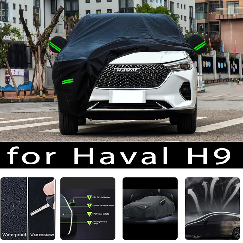 

For Haval H9 Car Covers Outdoor Waterproof Sun Rain Snow Protection UV Auto Cover 190T Car Protective Full Covers