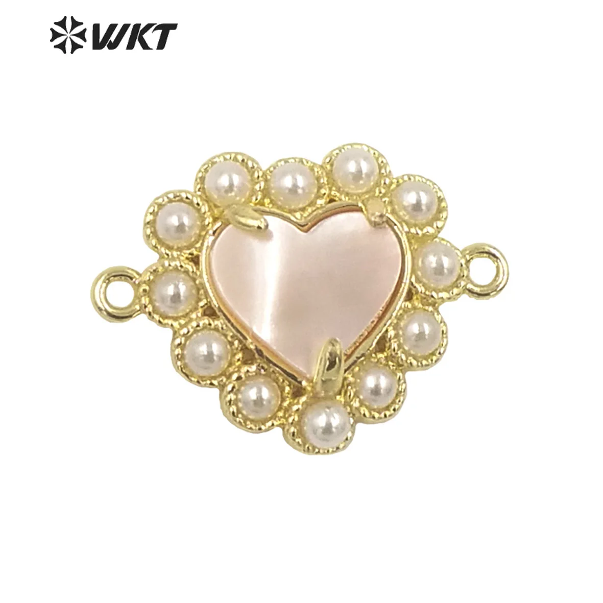 WT-PC007  Beautiful And Lovely Heart Shape Colorful Reflective Shell Tiny 18k Charms For Necklace Jewelry Findings