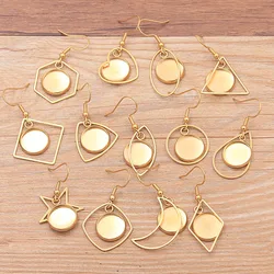 4PCS 12mm Inner Size 14 Styles Gold Geometric Charm Stainless Steel Earring Hook Base Settings For DIY Jewelry Handmade Making