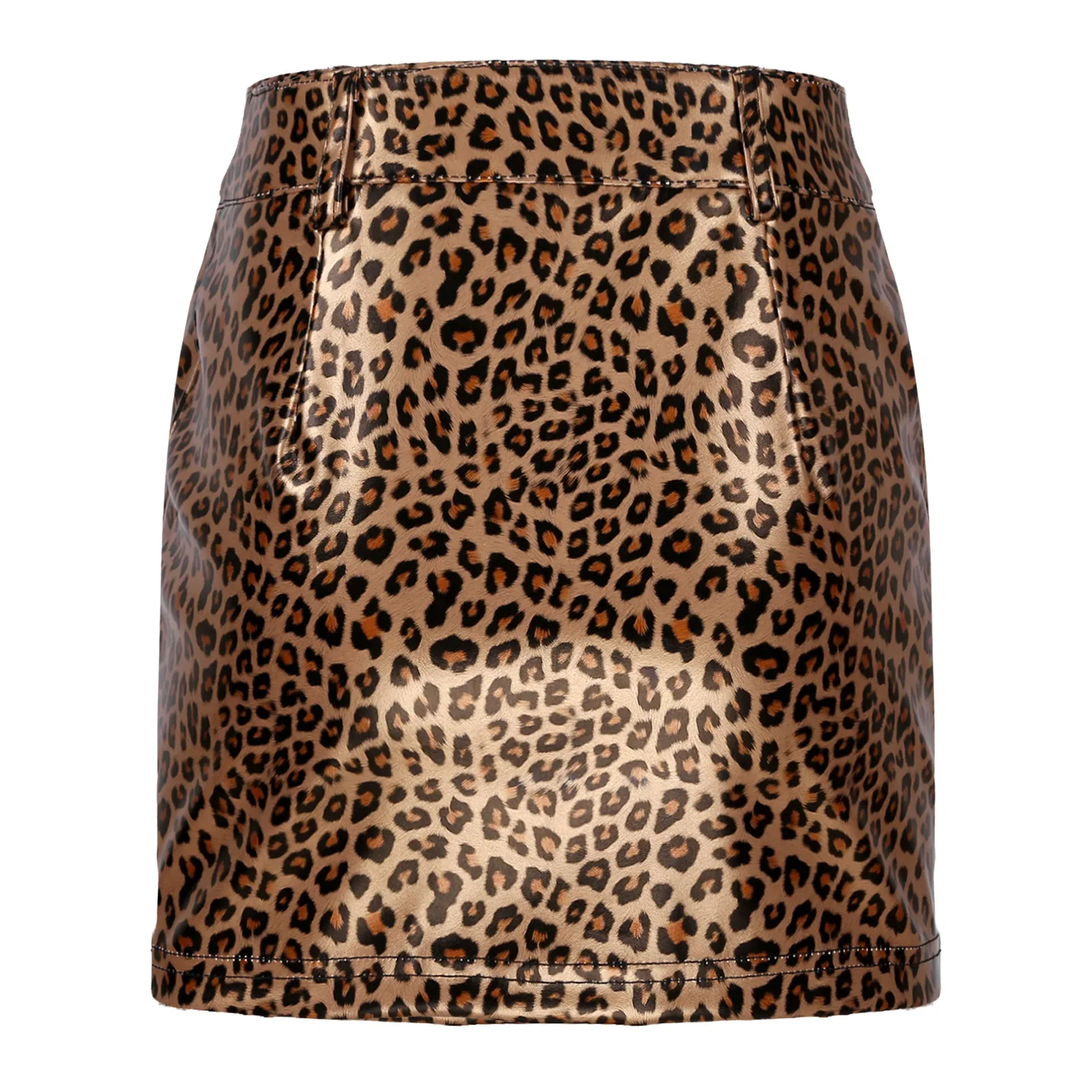 Sexy Leopard Print Patent Leather Mini Skirt Women High Waist Shiny Leather Hot Skirt Zip Slim Bodycon Fashion Clubwear Custom