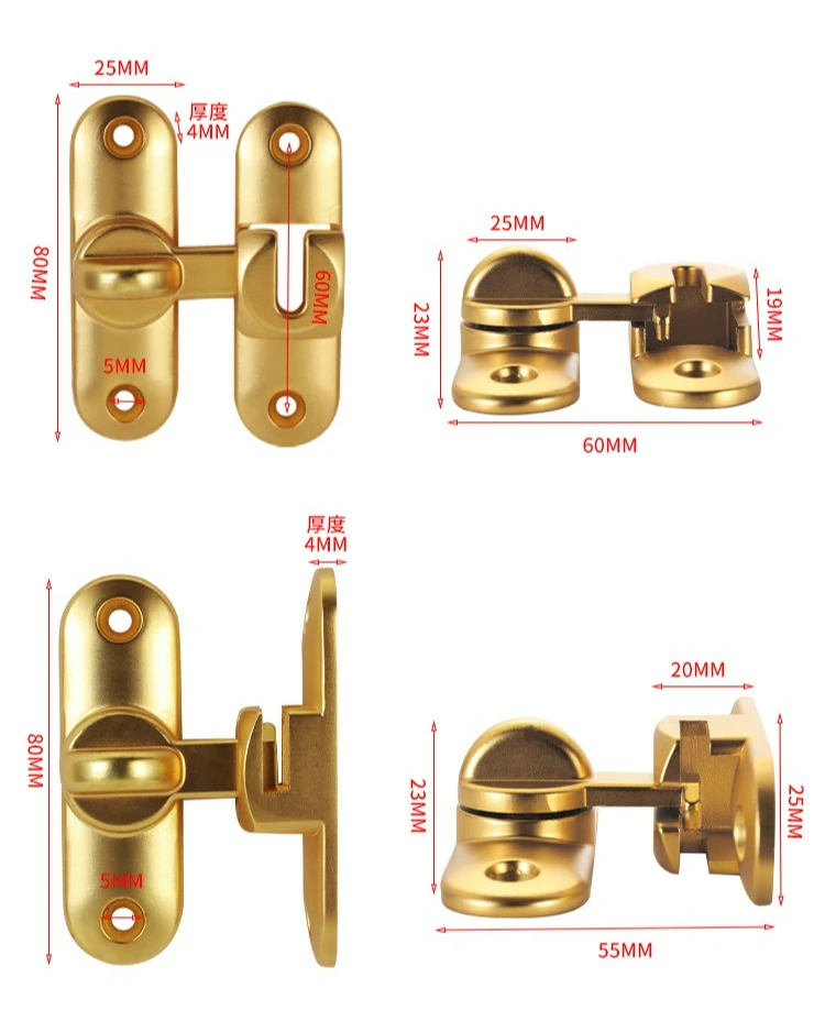 Fechadura de parafuso de aço inoxidável 304 de liga de zinco, fechadura de parafuso de porta perfurada/não perfurada, fivela de porta de madeira, fivela anti-roubo