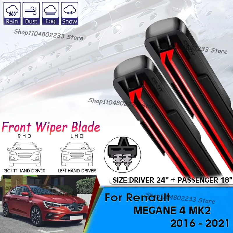 

Front Windshield Wiper Cleaning Double-layer Blades For Renault Megane 4 MK2 2016-2021 Windshield Windscreen Front Window Blades