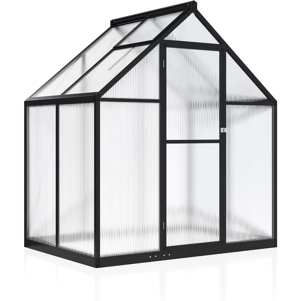 

4x6 FT Greenhouse for Outdoors, Polycarbonate Greenhouse with Quick Setup Structure and Roof Vent