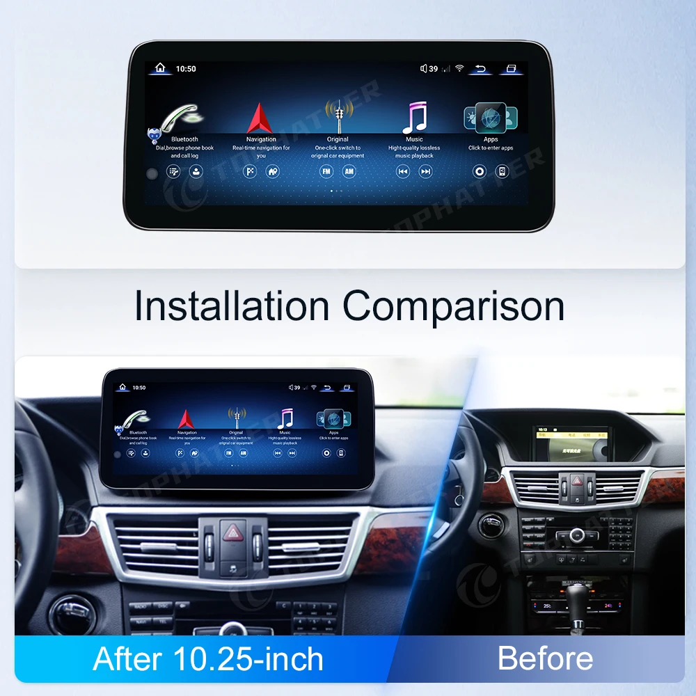 10.25 Car Radio For Mercedes Benz E class W212 E260 E300 E350 CarPlay Android Auto Multimedia Player Head Unit Screen 360 Cam