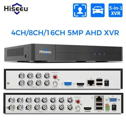 Hiseeu 4CH 8CH 16CH 5MP XVR AHD CVI TVI CVBS IP 디지털 비디오 레코더 DVR 홈 보안 보호 시스템 가드 라이브