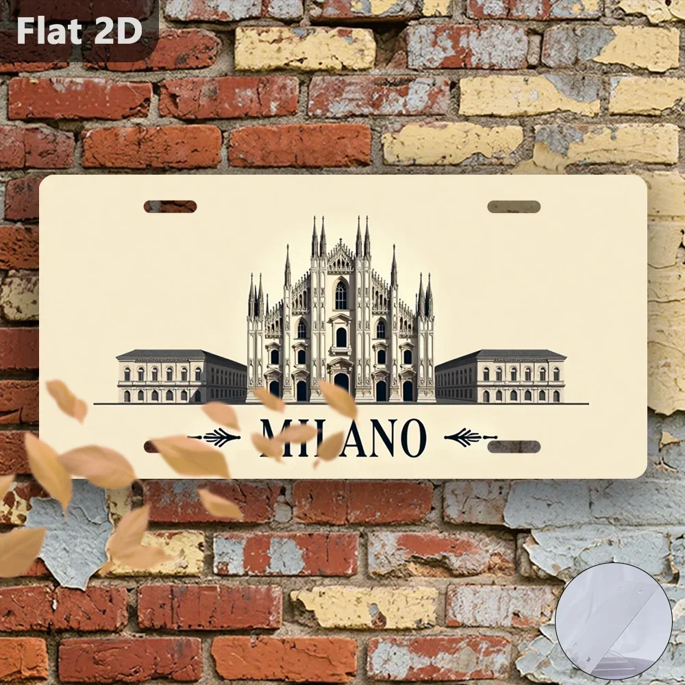 2D Flat Printing, Retro Sign, Outdoor Plaques And Wall Decoration (12.0 inch X 5.9 inch), Milan Cathedral Milano Travel Souve