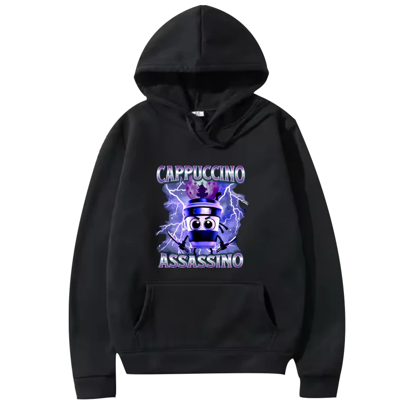 

Italian Brainrot Cappuccino Assassino Funny Graphics hoodie men women vintage Long sleeve fashion print oversized hoodie unisex