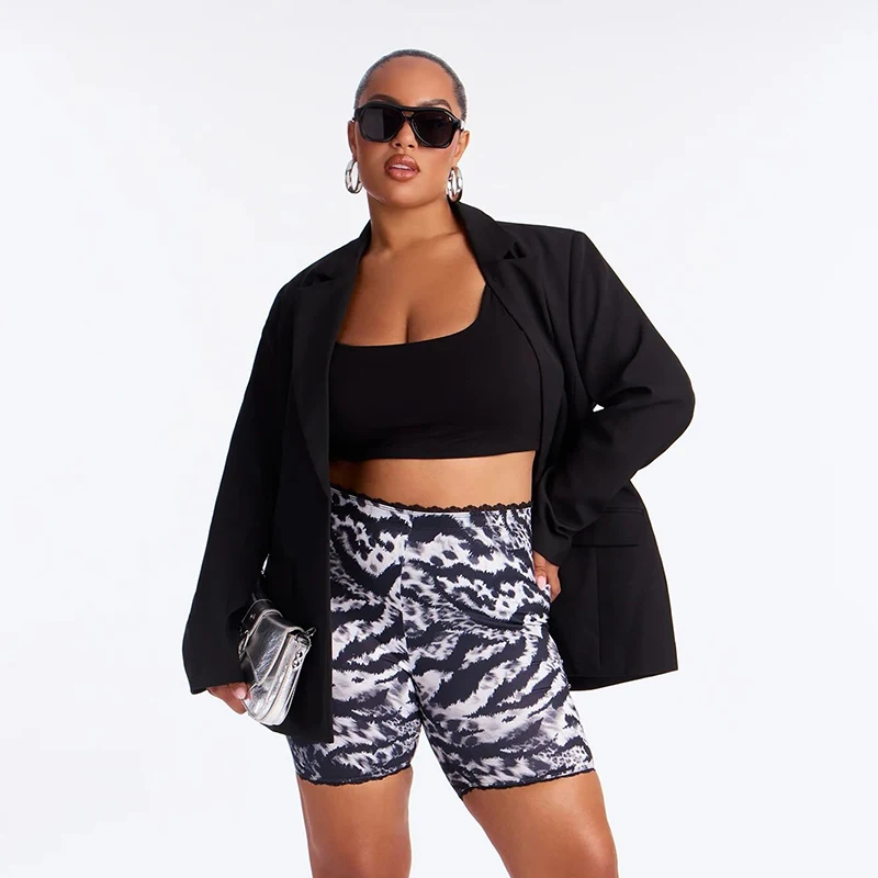Vielseitige, eng anliegende, schmal geschnittene, mit Blumenmuster versehene, sexy, im Hot-Girl-Stil, mit Spitzenbesatz, Motorradshorts – Detail 9