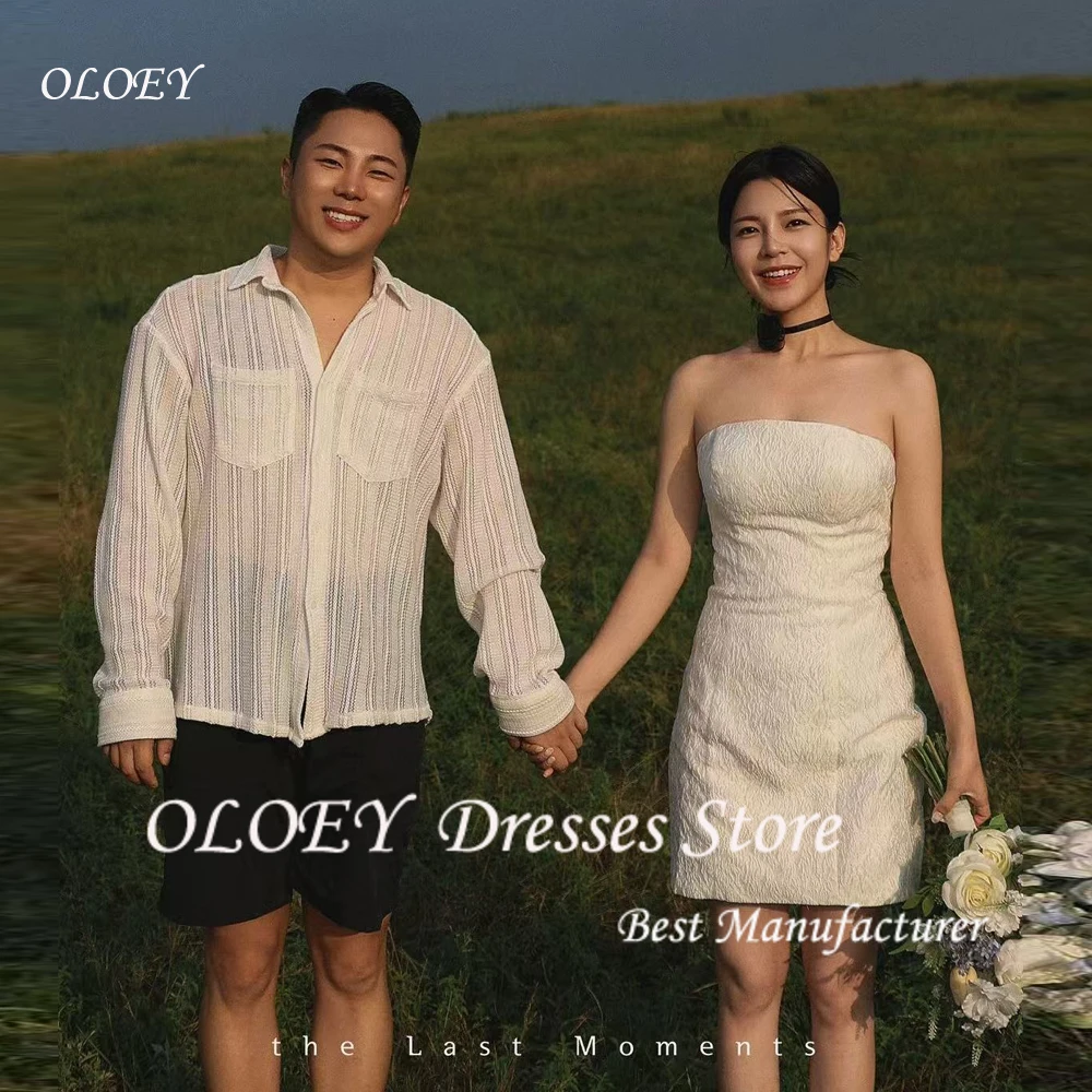 

OLOEY Корейское простое свадебное платье трапециевидной формы для фотосессии с коротким рукавом, садовое платье для выпускного вечера длиной до колена без рукавов 웨딩드레스 по индивидуальному заказу