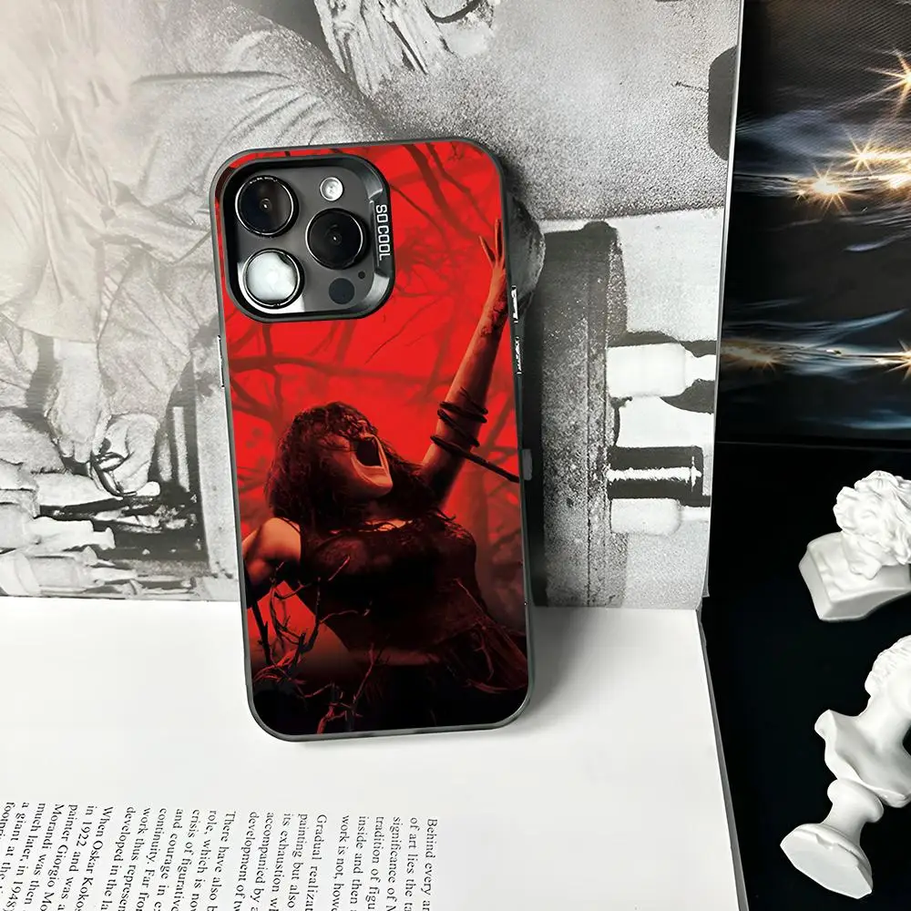 فيلم رعب الشر الميت جراب هاتف ماتي الملونة الفضة آيفون 16 15 14 13 12 11 برو ماكس زائد XS X غطاء صلب مقاوم للصدمات