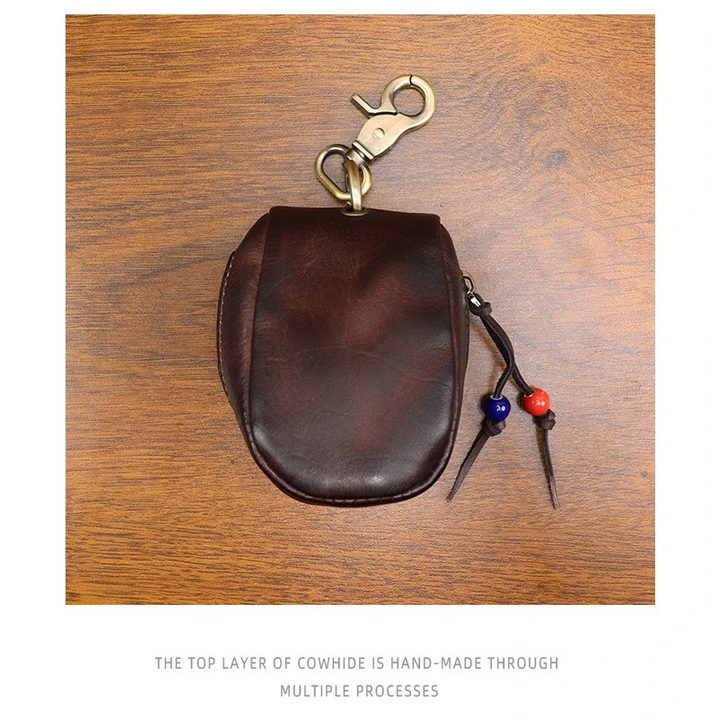 خمر اليدوية الجلود مفتاح محافظ الرجال شنقا مشبك المنزل مفتاح حامل الحقيبة سستة حول الخصر شنقا المفاتيح #6