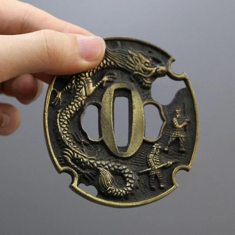 Nice Alloy Antique Green Dragon Theme Tsuba Guard For Real Japanese Samurai Katana Or Wakizashi Sword