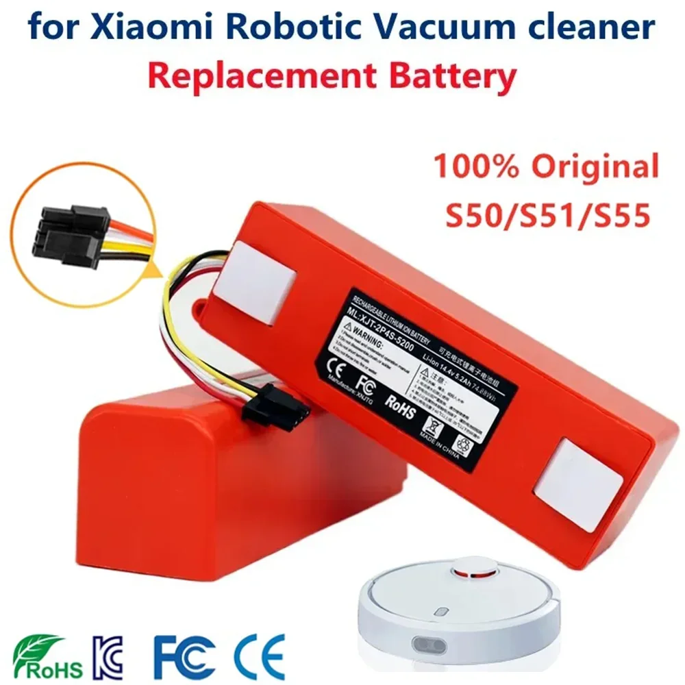 

New BRR-2P4S-5200D for Xiaomim 1S 1st RoboRock Original Backup Battery, SDJQR01RR, Cleaning And Scrubbing Robot Vacuum Cleaner