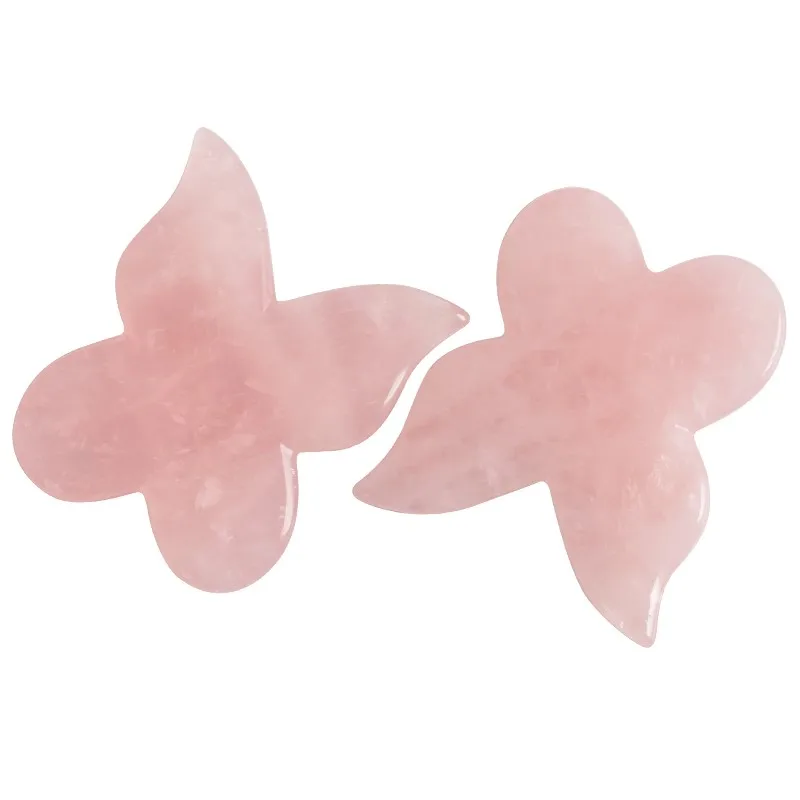 Natural Rose Quartz Butterfly GuaSha  With Gift Box SPA Health Care Beauty Slimming Scraper Massage Tool Face back foot massage