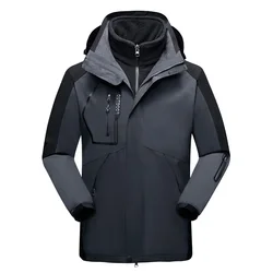 Giacca da sci da uomo in pile 2 in 1 inverno caldo antivento impermeabile sport all'aria aperta campeggio Mountain Snowboard Snow Coat