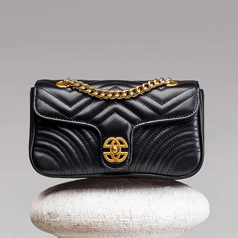 

Luxury Designer Women's Bag 100% Genuine Leather Women Chain Bag High Quality Cowhide Classic Crossbody Shoulder Bags 2500