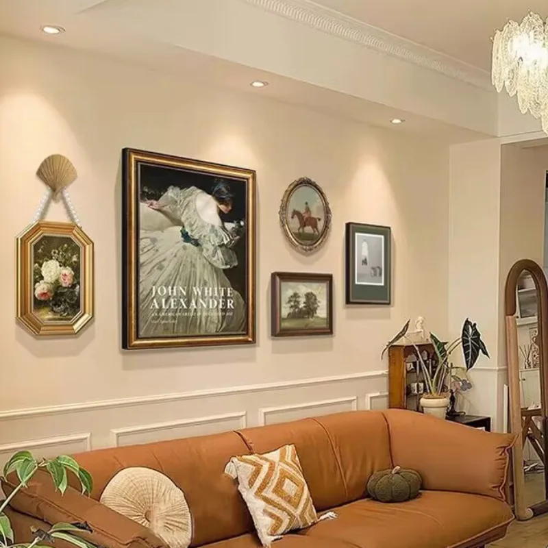 

Mutihome Room Decoration Home Decor Items French Baroque Living Room Bedroom Hanging Painting Decoration Retro Frame Photo Frame