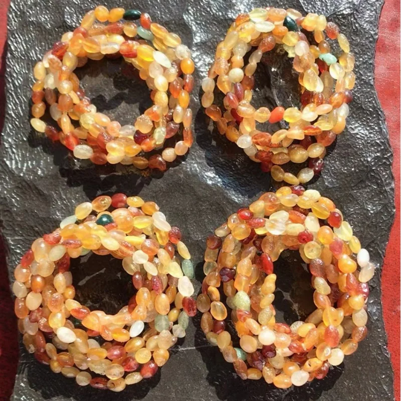 Factory Alashan Gobi Rough Stone Agate Glass Transparent Colorful Beads Three Circles Hand Wrapped - view 3