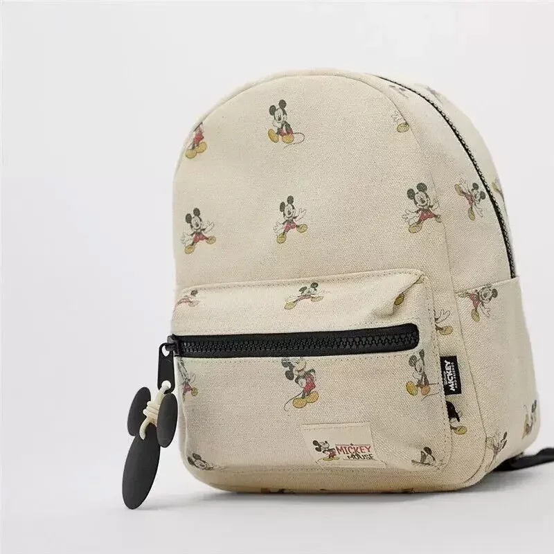 Disney\'s New Cartoon Mickey Canvas Mini School Bag, Fashionable and Versatile, Cute School Bag for Boys and Girls Kindergarten