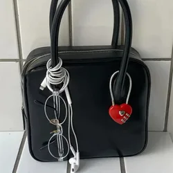 Fashion Charms Red Heart Lock Keychain Vintage Bag Pendant Creative 3 Digit Password Padlock For Luggage Punk Y2K Accessories