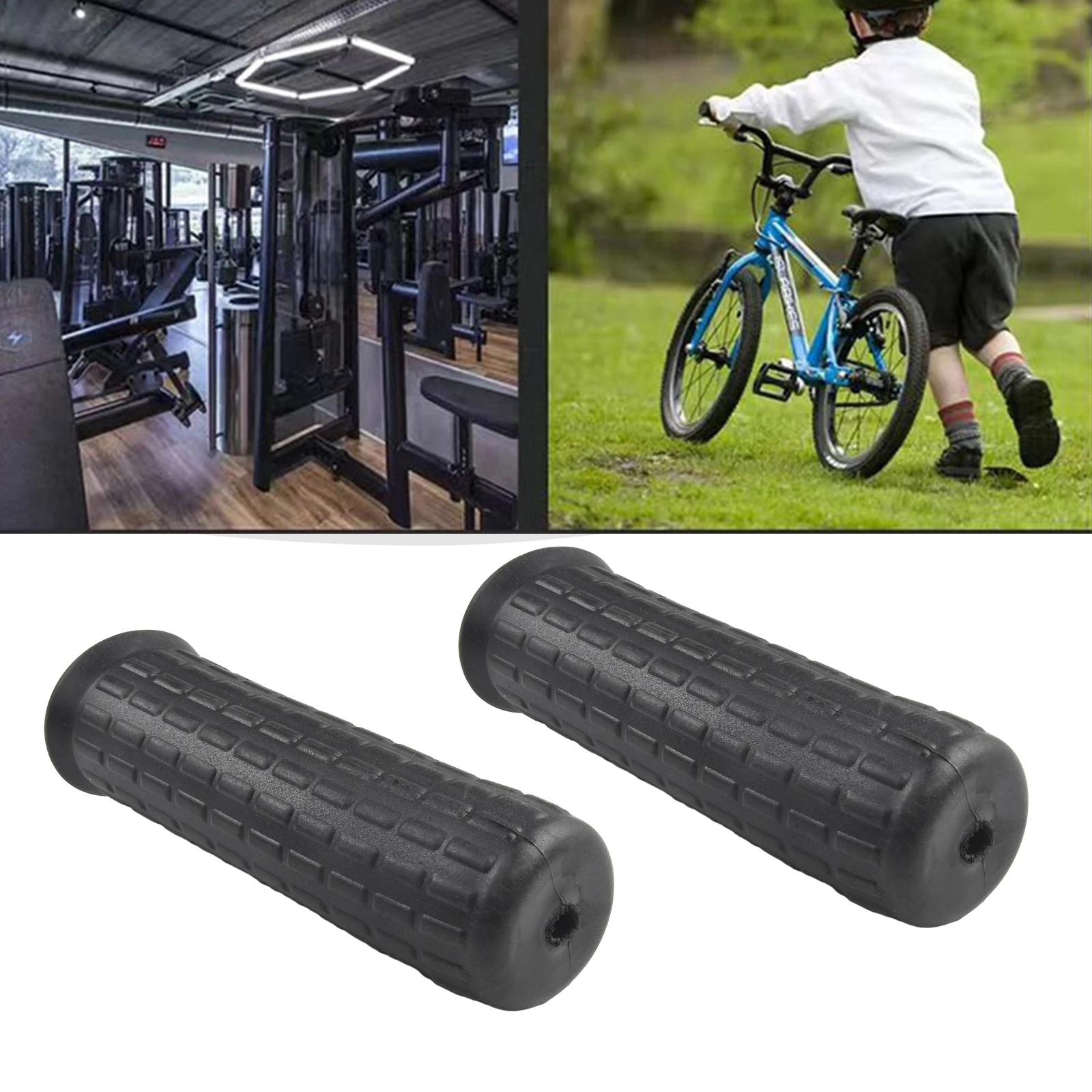 2 Pcs Anti-Slip Rubber Sleeve Cart Grips Handlebar Wheelbarrow Rubber Handles Round Tubes Black Replacement Handles