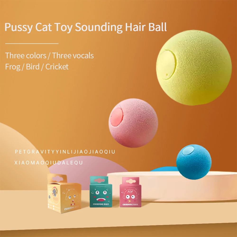 Smart Cat Toys Interactive Ball Smart Touch Bird Frog Cricket Sound Balls Pets Chewing Playing Toy Catnip Cat Training Supplies