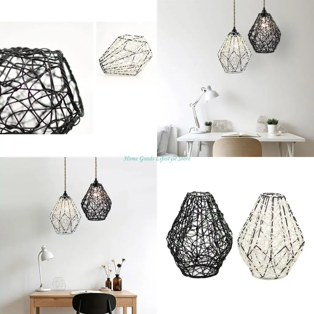 E74E Rattan Lampshades Lighting Lid Fashionable Family Decor Ceiling Light Lid Suitable for Various Interior Decoration Styles