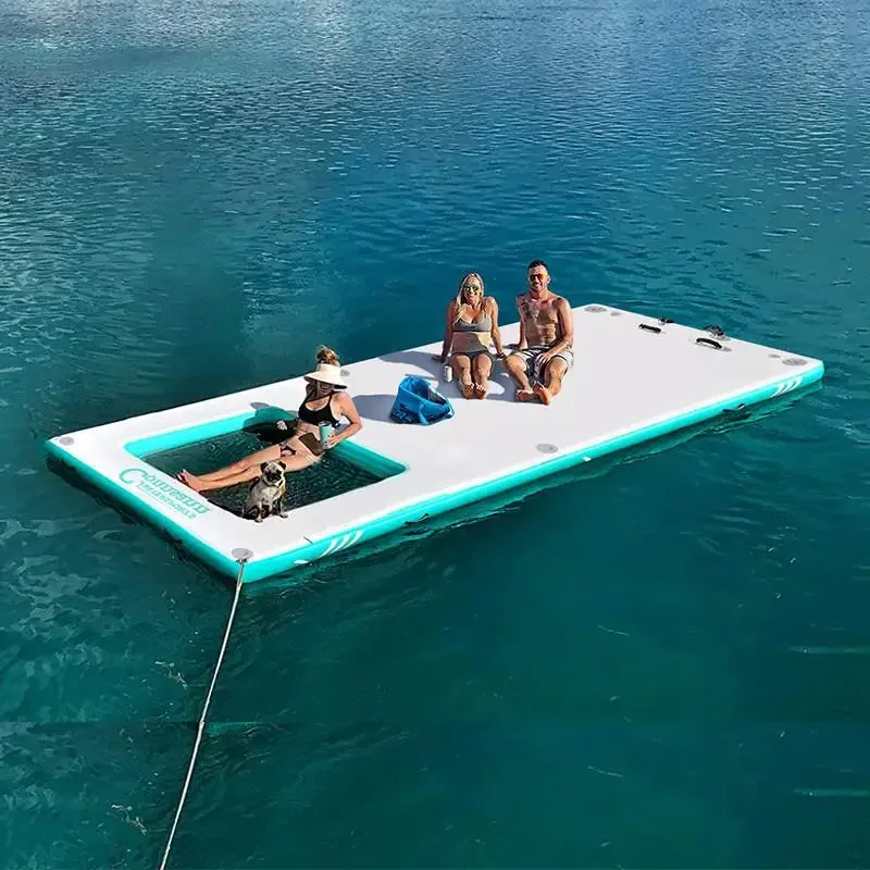 Multi-person floating water inflatable floating platform pool yacht going to sea towing leisure platform fishing floating