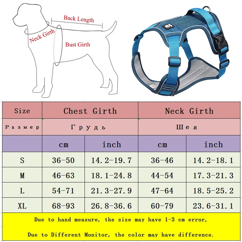 Double Layers Handle Nylon Big Dog Harness No Pull Pet Harness Vest for Medium Large Dogs Reflective Adjustable Dog Chest Straps