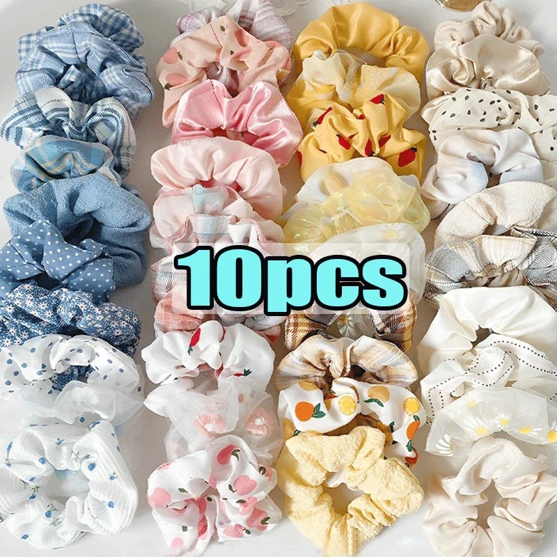 10PCS Spice Girls Jk Hair Band Accessories Fashion Large Hair Ties Solid Color Elastic Scrunchies for Women Ponytail Hairstyle