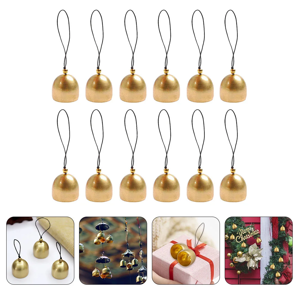 12 Pcs The Bell Tree Christmas Ornaments Gold Decorations Small Alloy Bells DIY Cow